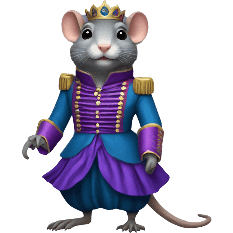 Nutcracker Rat Queen in blue jacket with purple sash and Black skirt emoji