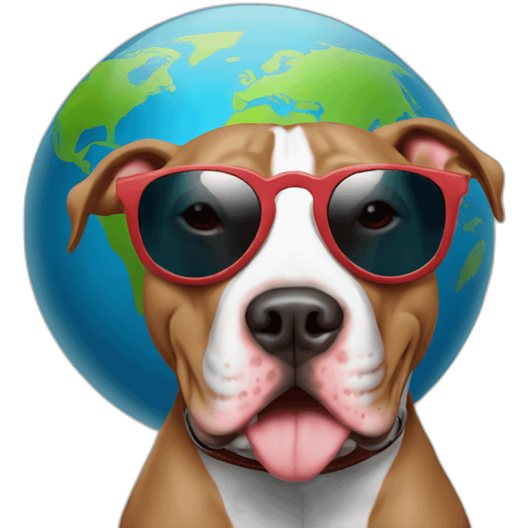 Pitbull Armando Christian Pérez wearing sunglasses with globe in background emoji