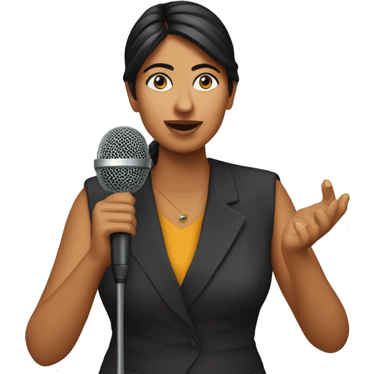 woman indian media reporter with microphone emoji