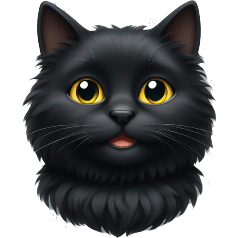 fluffy black cat emoji