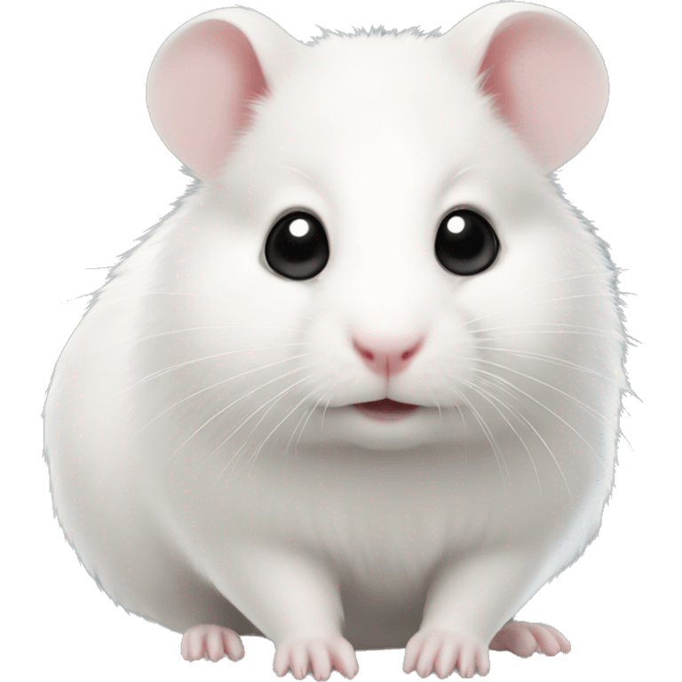 Sweet White hamster with black eyes,  emoji