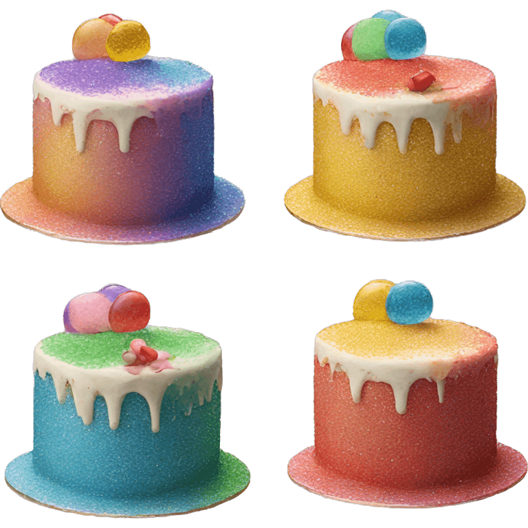 Realistic cake with colorful glitter emoji