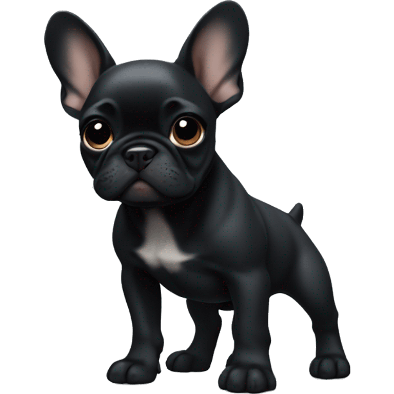 Solid black Frenchie pup emoji