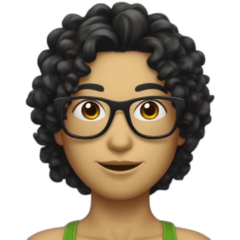 Sexy Turtle with glasses and long black curly hair emoji