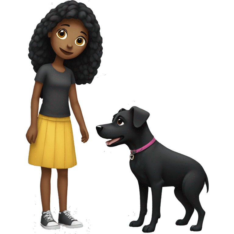 girl with black dog  emoji