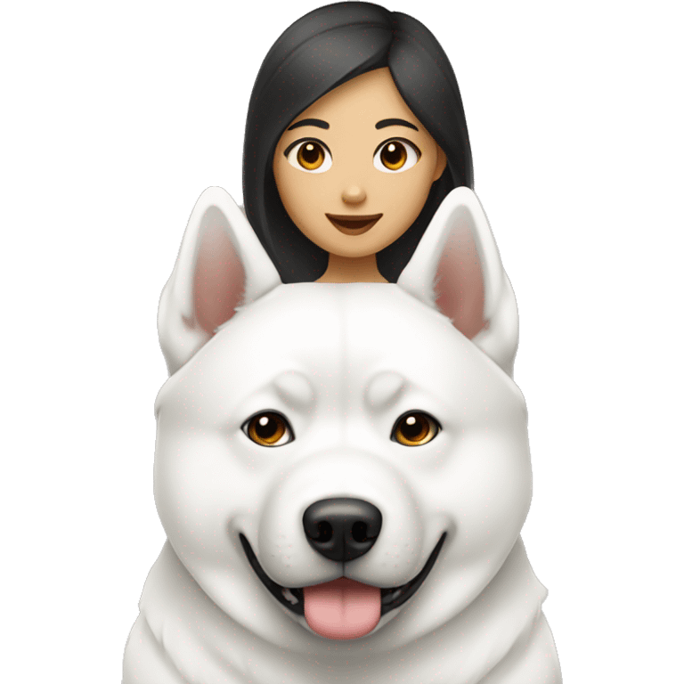 Asian girl with white Akita  emoji