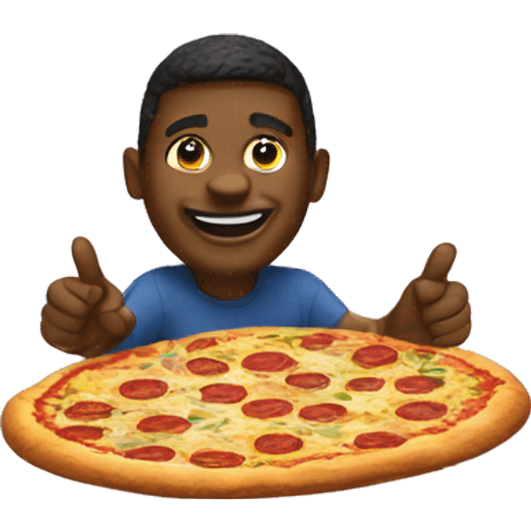 black guy on top of Mount Everest with a pizza emoji