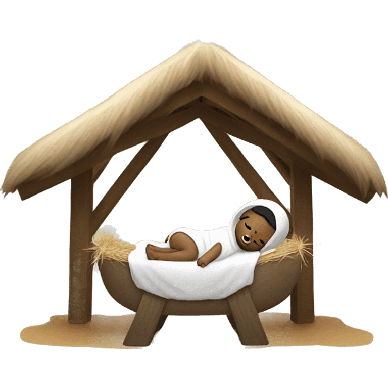 Nativity scene, baby on a manger emoji