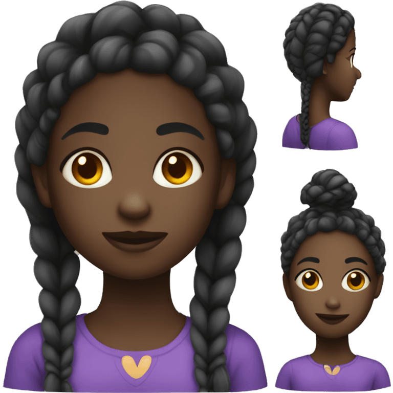 darkskin girl with braids emoji