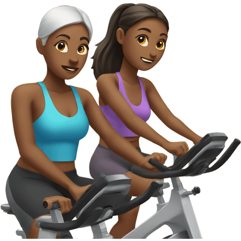 Two girl at spin class emoji