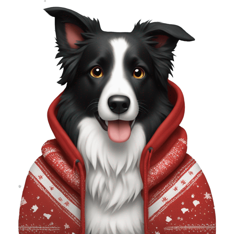 Border Collie with christmas hoddie emoji