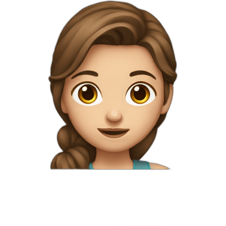 girl, brown hair, behind a laptop emoji