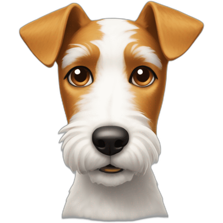 Fox terrier with one pointy ear and the other ear folded emoji