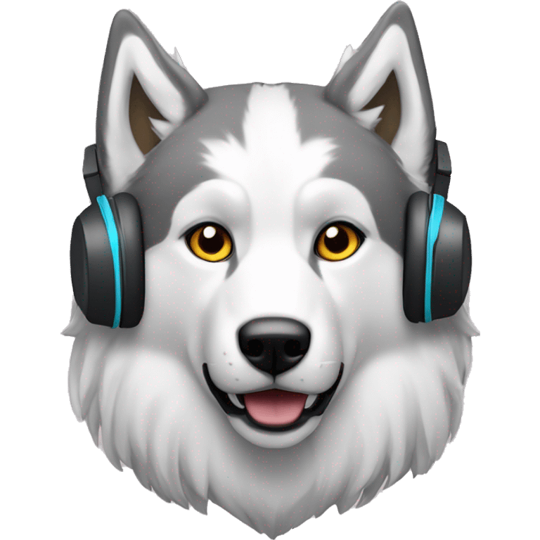 Lobo siberiano con  audifonos emoji