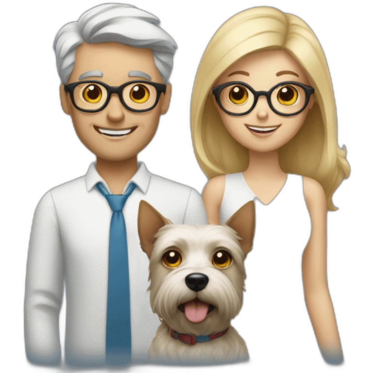 Man with glasses anda woman with a westie dog girl emoji