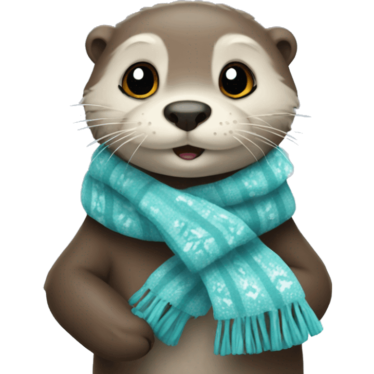 An otter under snow in a scarf emoji