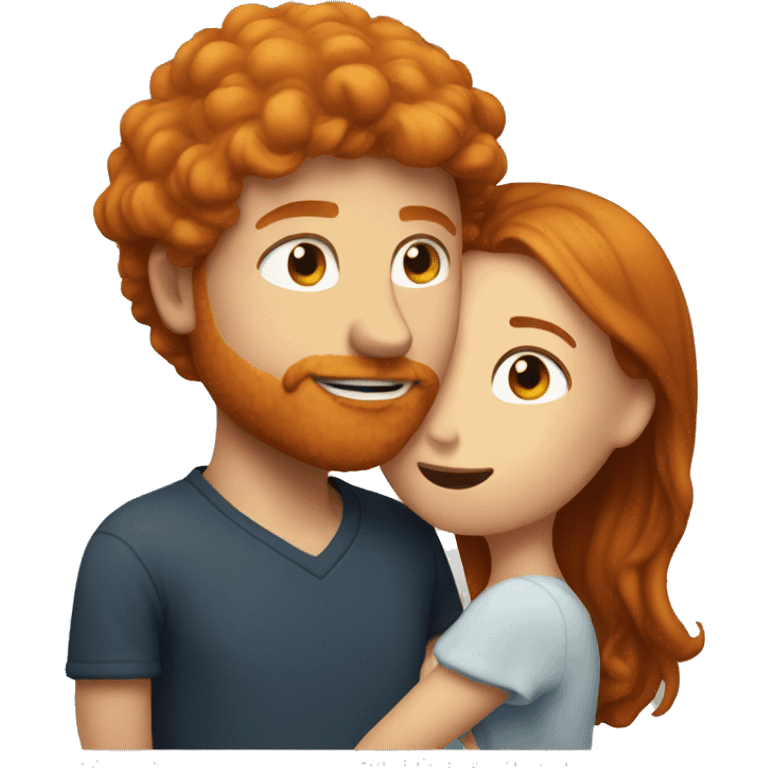 Ginger guy kissing brunette girl emoji