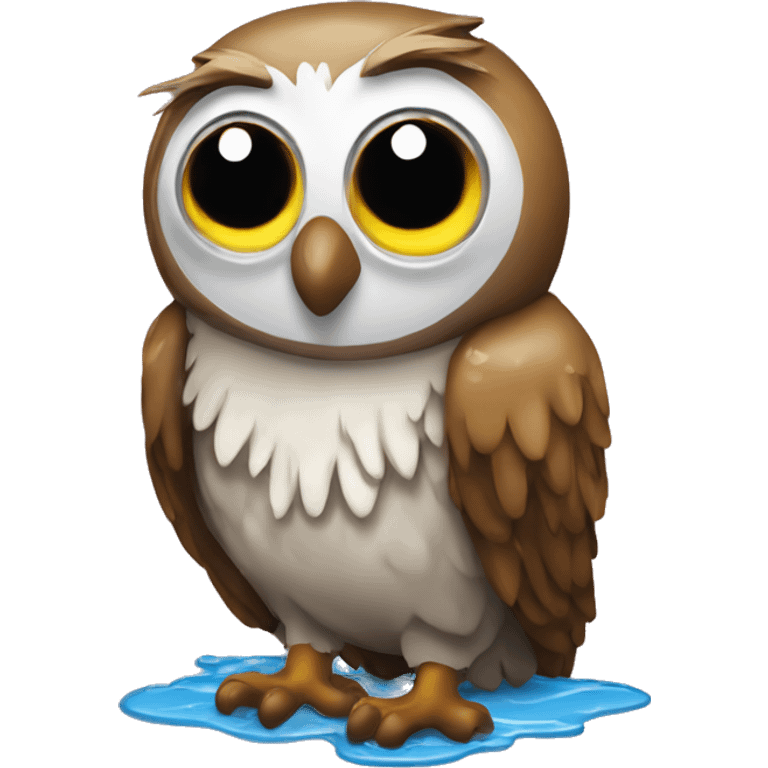 wet, dripping, soggy owl on the floor emoji