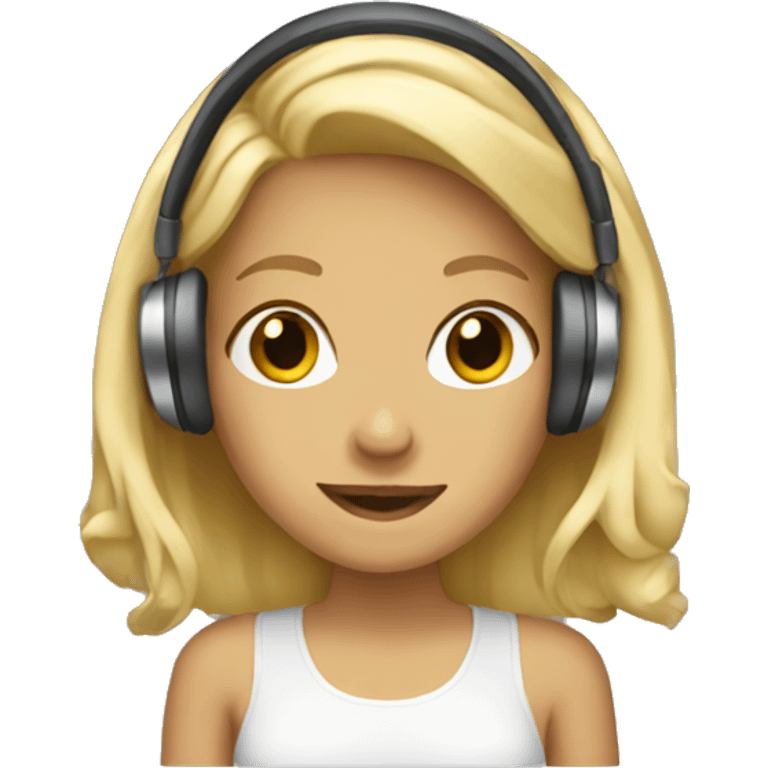 blonde girl with headphones emoji