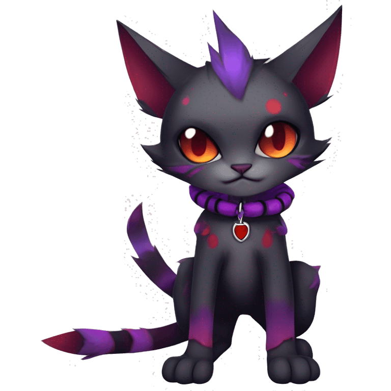 Vampiric dark edgy punk cat fakemon with red purple edgy markings full body  emoji