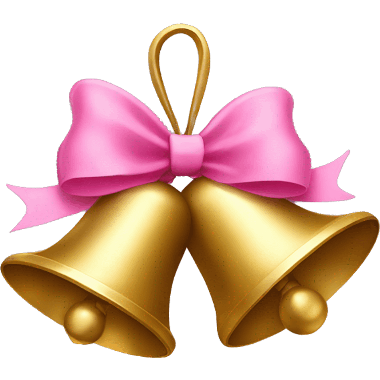 Gold christmas bells with pink bow emoji