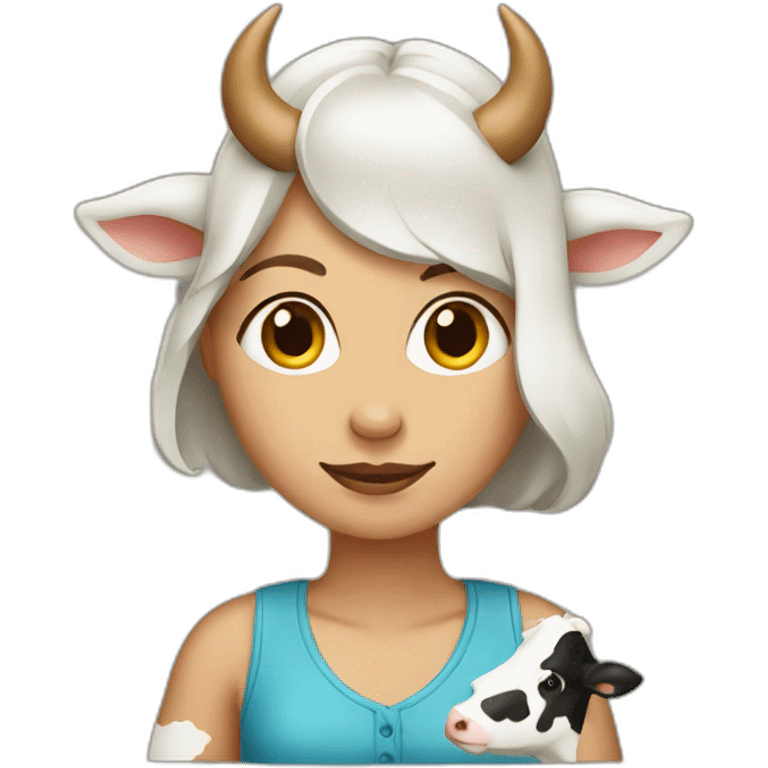 Woman with cow emoji