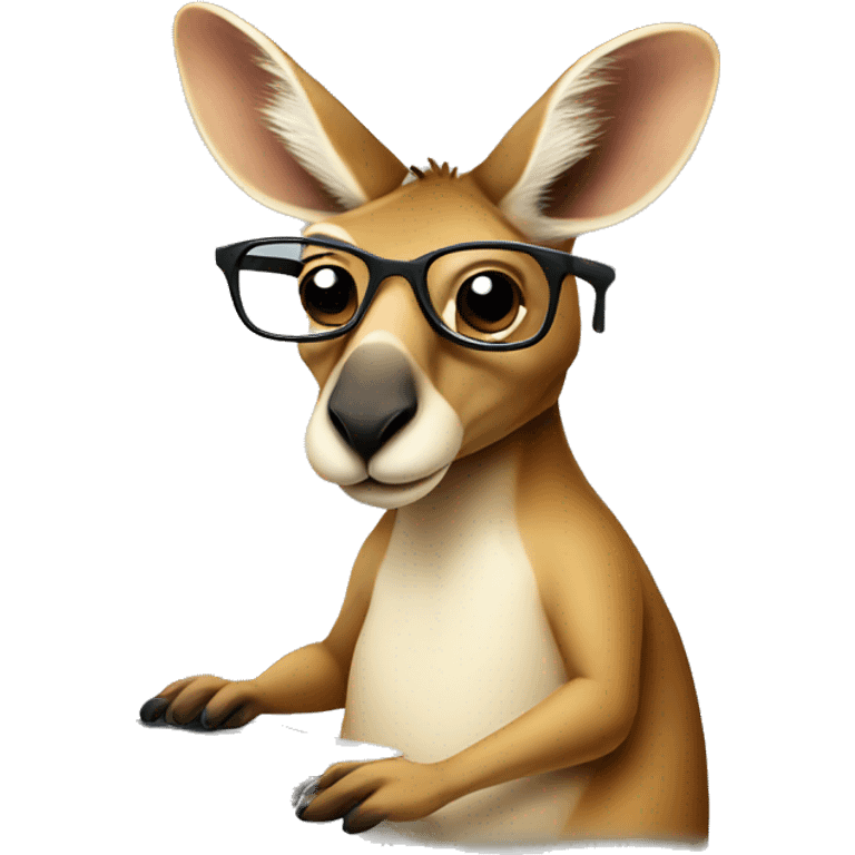 kangaroo with glasses and with laptop emoji