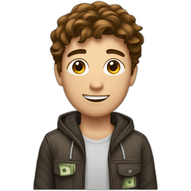 A teen man whit Brown hair and money emoji