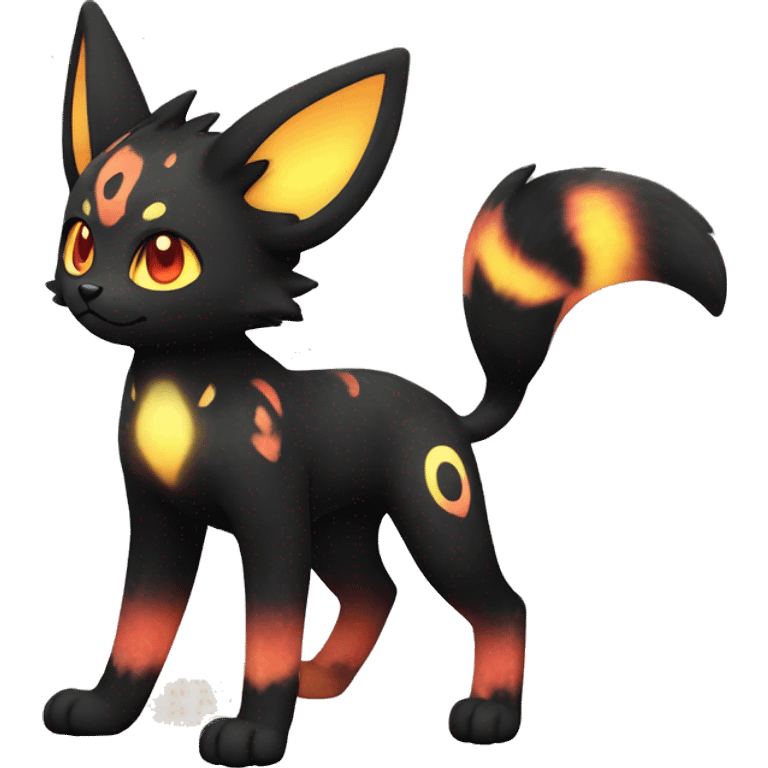 Shiny Sparkly Litten-Umbreon with gradient Nebula-colored markings full body emoji