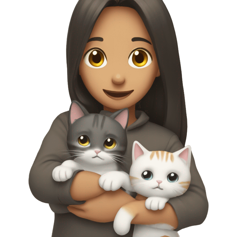 2 cats in the hands of a girl emoji