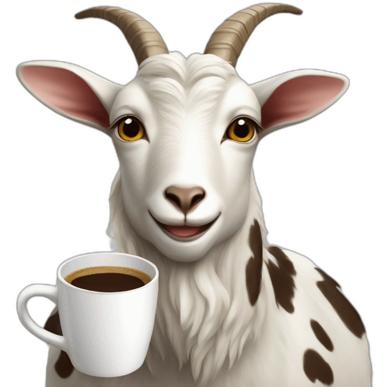 spotted goat with coffee emoji