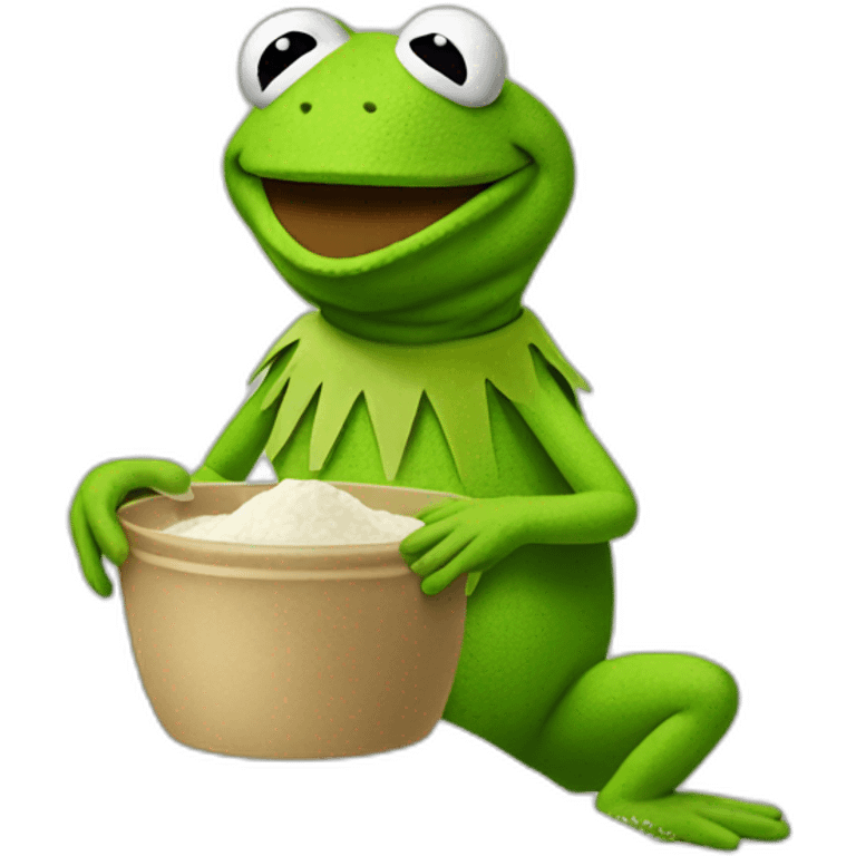 Kermit with flour  emoji