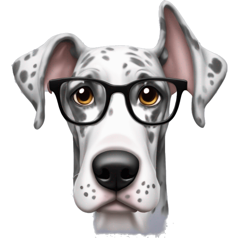 merle great dane with glasses emoji