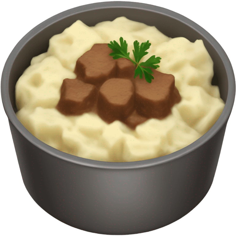 bowl of mashed potatoes beef stew emoji