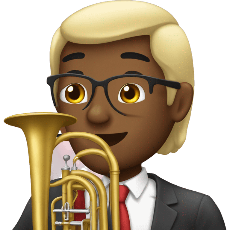 Un joven mornno con una tuba emoji