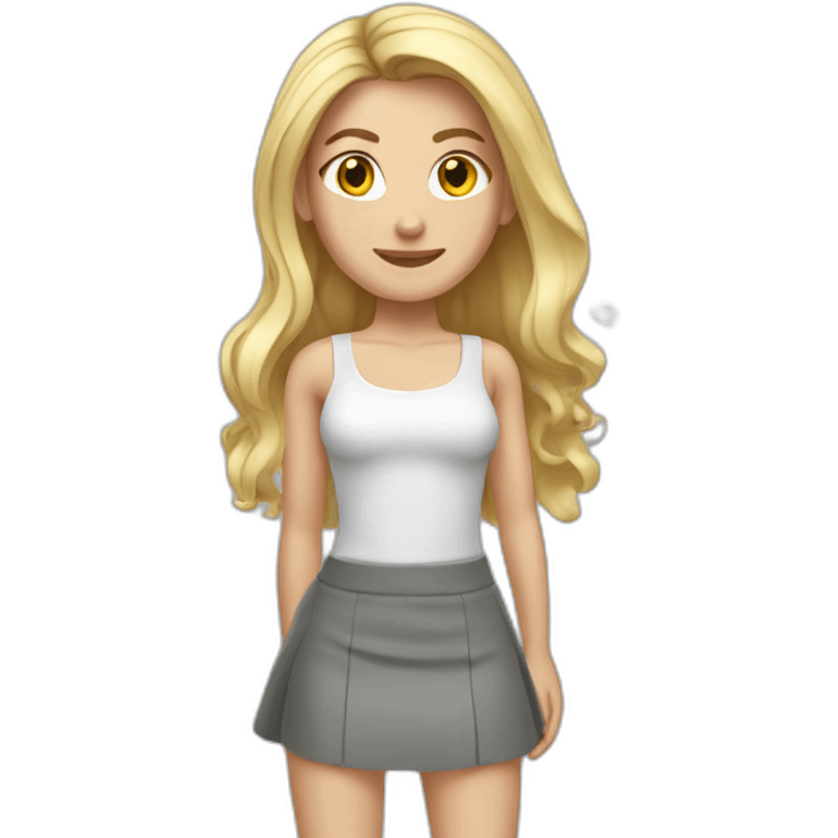 caucasian straight long haired blonde tight grey mini skirt emoji