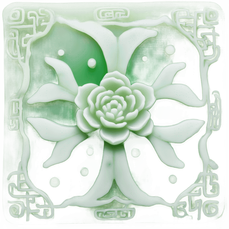 A Rectangle Chinese style white water-lily-patterned jade ornament emoji