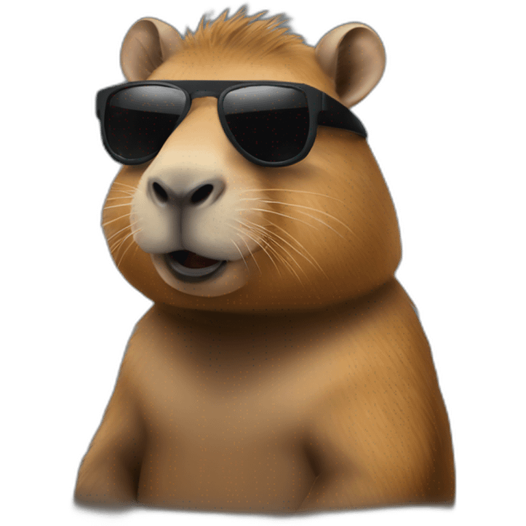 capybara german rave black outfit and sunglasses emoji