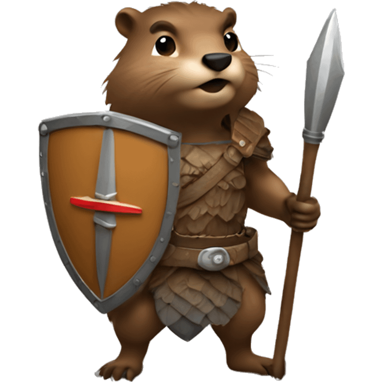 Beaver warrior, spear, shield, armour emoji