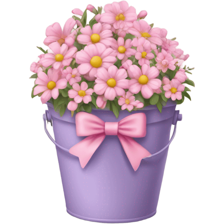 Pink pastel flower bucket with bow emoji