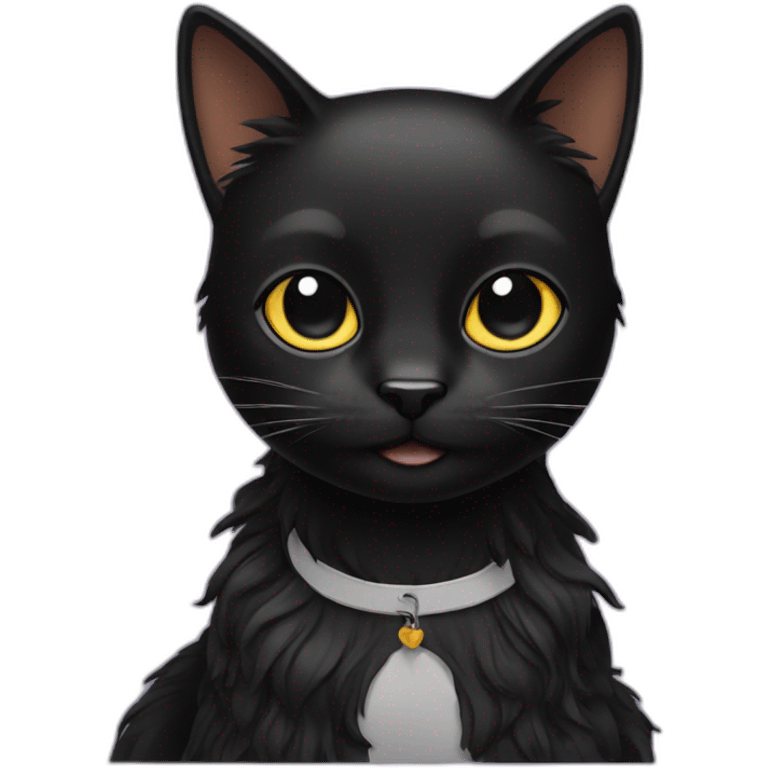 Black Cat with hair weave emoji