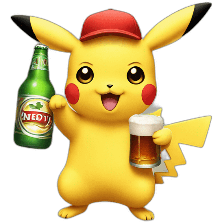 Pikachu holding beer emoji