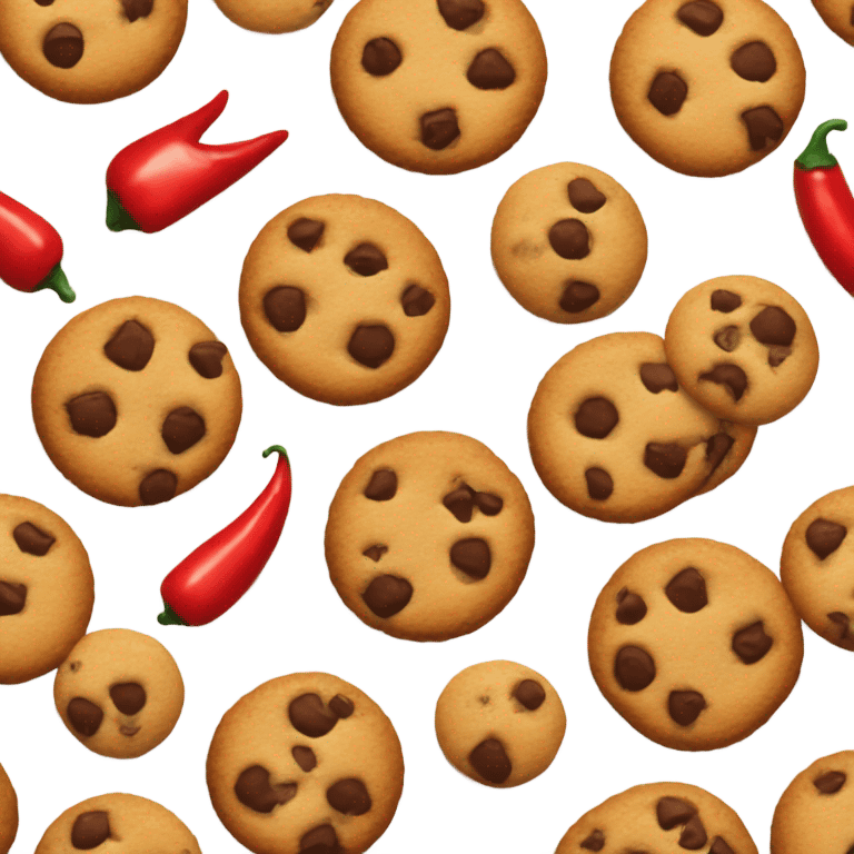 Chocolate chip Cookie that has a hot pepper  emoji