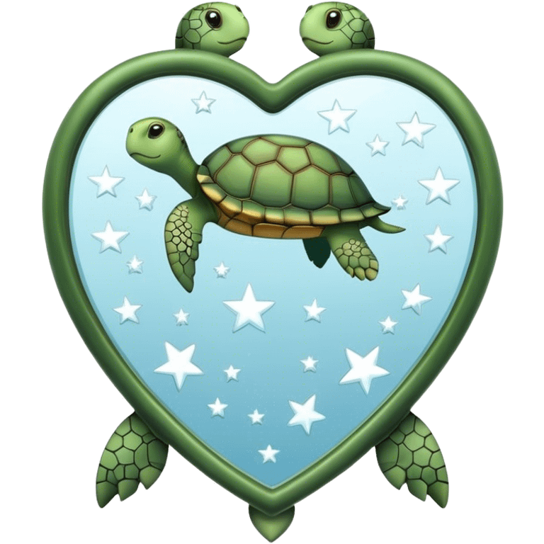 Heart shaped Mirror with turtle and stars emoji