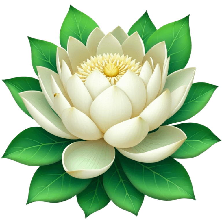 super big bouquet White Lotus, luxuriant, stem, leaf emoji