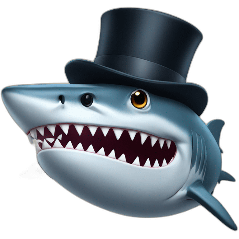 Shark with a top hat emoji