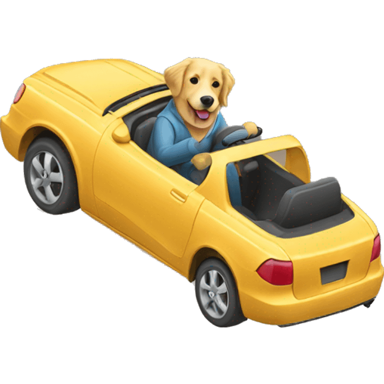 golden retriever driving a car  emoji