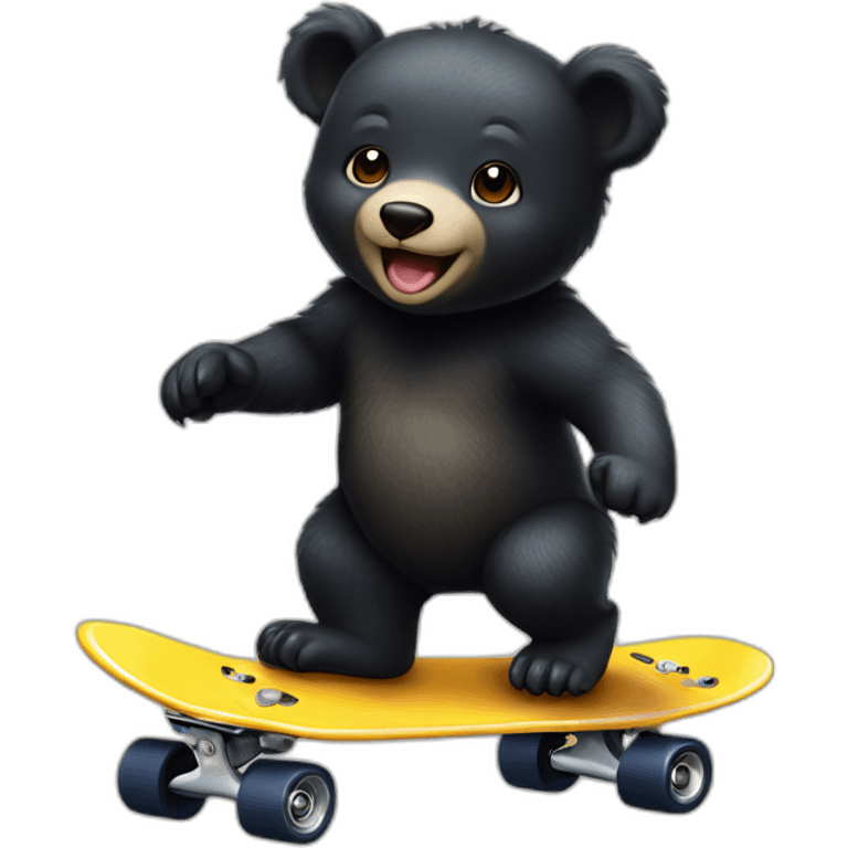 baby formosan black bear riding skateboard emoji