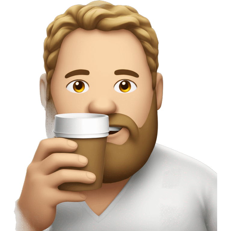 A fat man drinking coffee  emoji