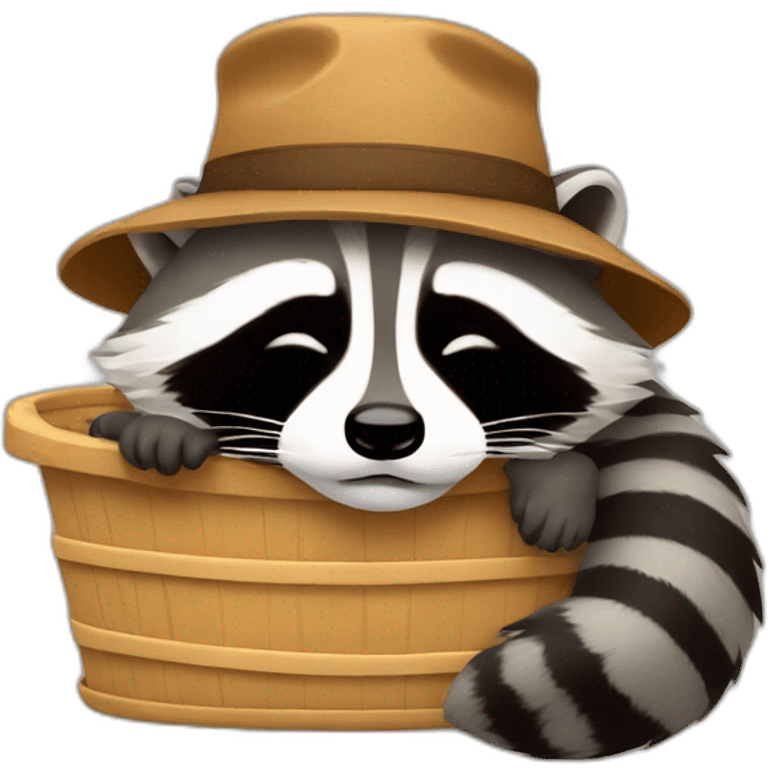 sleeping racoon with hat emoji